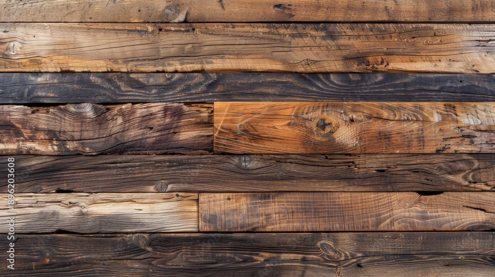 Rustic wooden planks with natural textures and grains Rustic wooden planks with natural textures and grains