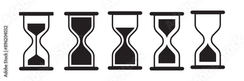 Hourglass icon set. Sandglass symbol, Reload hourglass timer icon vector. Hourglass stopwatch timer vector illustration.