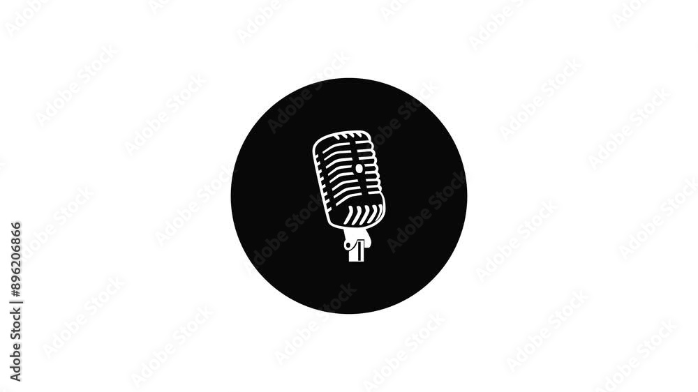 Microphone icon black color simple shape circle animation white background Microphone icon black color simple shape circle animation white background