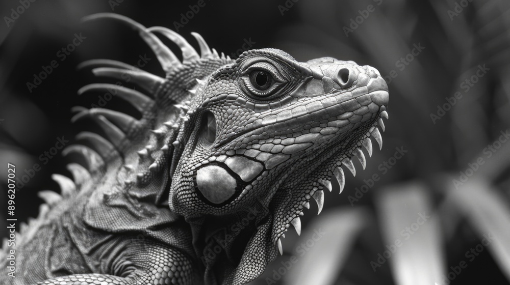 Fototapeta premium Lizard with sharp scales in focus.