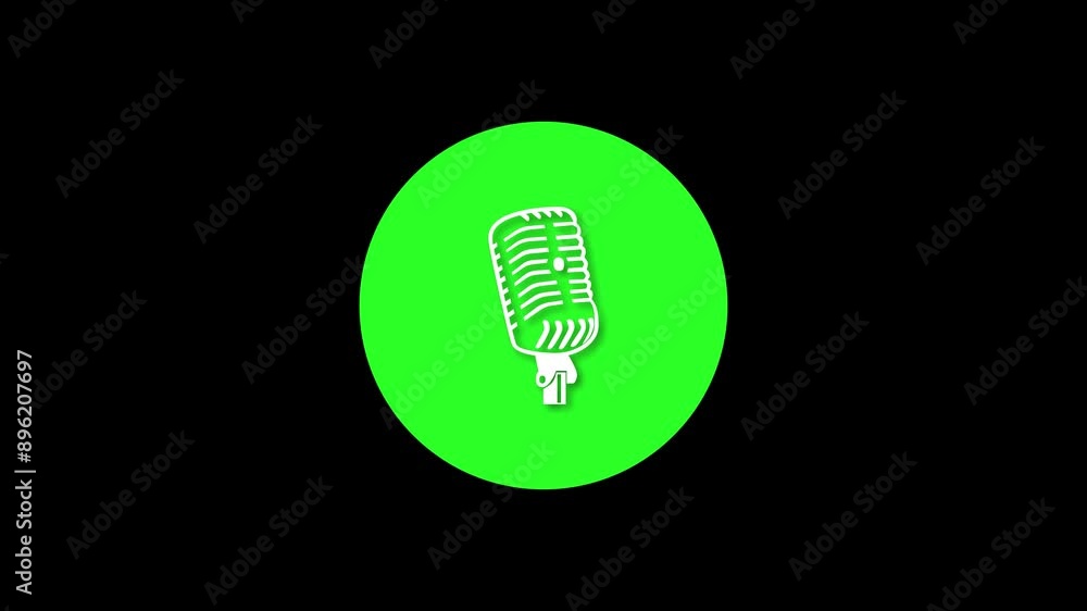 Microphone icon green color simple shape circle animation black background Microphone icon green color simple shape circle animation black background