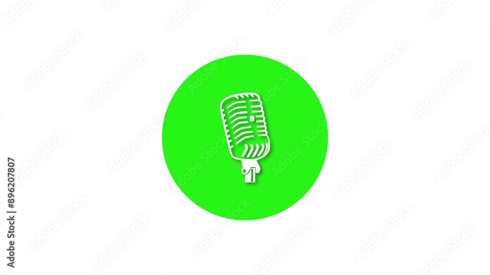 Microphone icon green color simple shape circle animation white background Microphone icon green color simple shape circle animation white background
