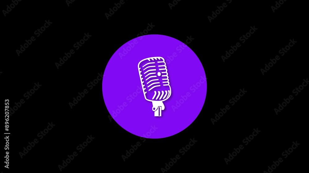 Microphone icon purple color simple shape circle animation black background Microphone icon purple color simple shape circle animation black background