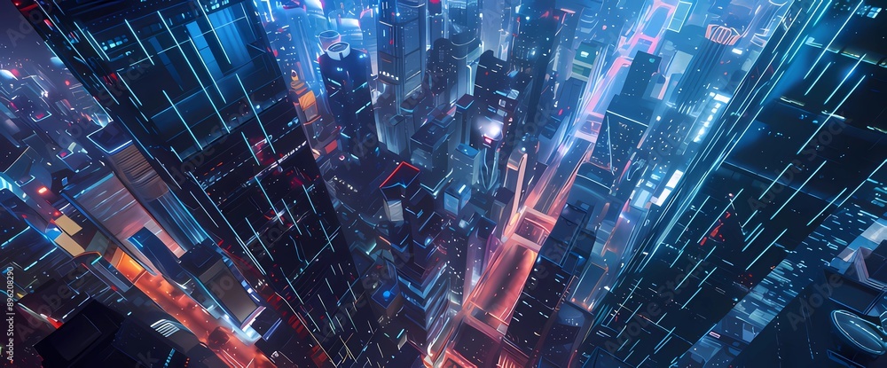 Smart city with abstract dots and gradient lines, illustrating big data connection technology. Smart city with abstract dots and gradient lines, illustrating big data connection technology.