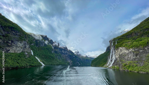 In the beautiful Geiranger Fjord in Norway