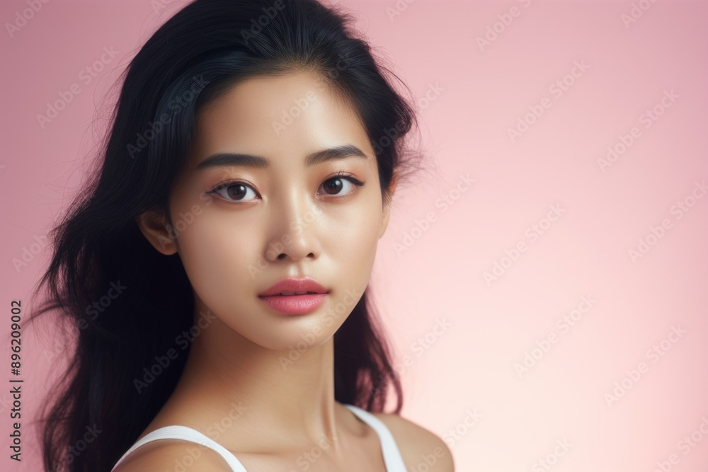 A stylized portrait of an attractive young woman showcasing her features and makeup. A stylized portrait of an attractive young woman showcasing her features and makeup.