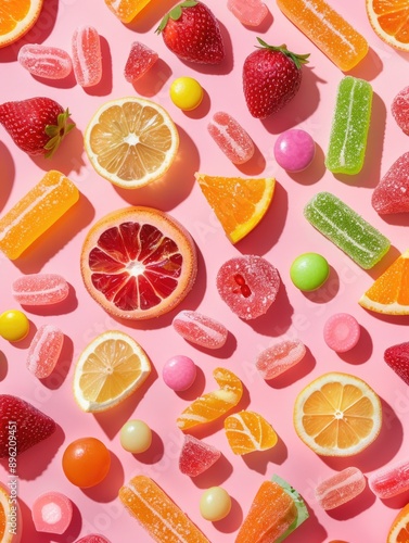 Sweet fruit gummy candy assortment