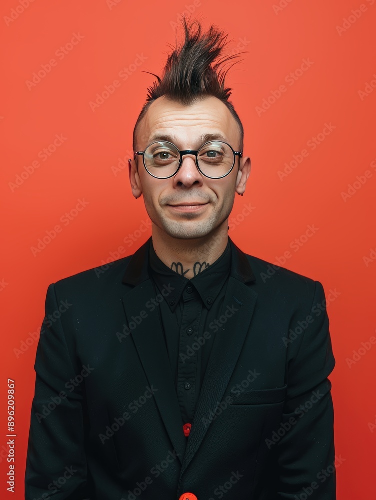 Obraz premium A man with mohawk hair smiles at the camera