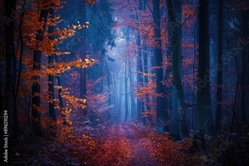 Wallpaper Mural A winding path in the darkness of a dense forest Torontodigital.ca