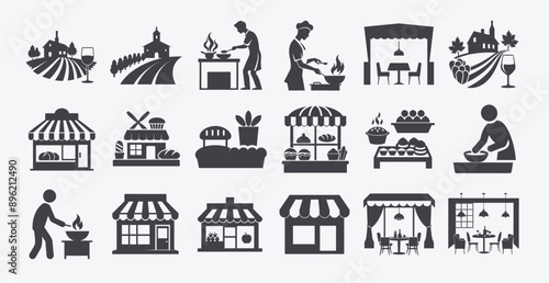 Cooking baking restaurant business from farm to table, dish eating food