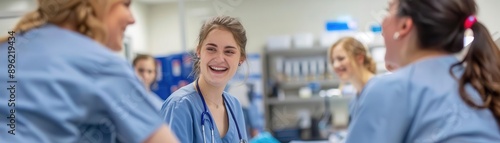 A Powerful student nurses in a simulation lab with instructors, education, delicate details