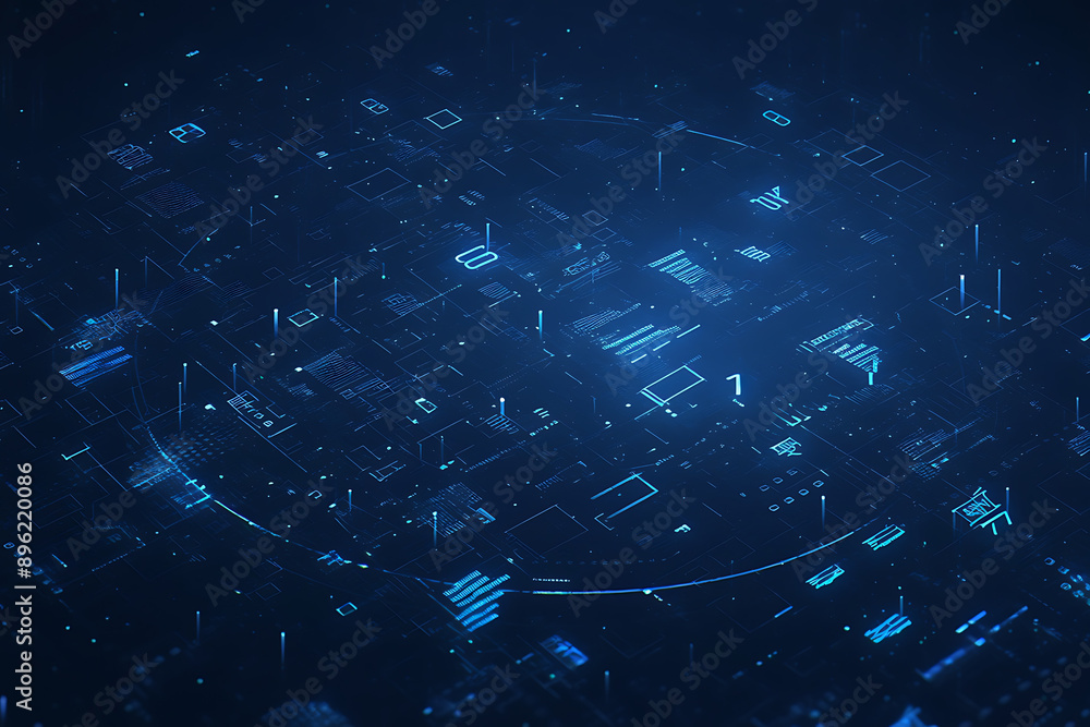 A binary background with dark blue and touches of neon highlights creating a technological and futuristic aesthetic A binary background with dark blue and touches of neon highlights creating a technological and futuristic aesthetic