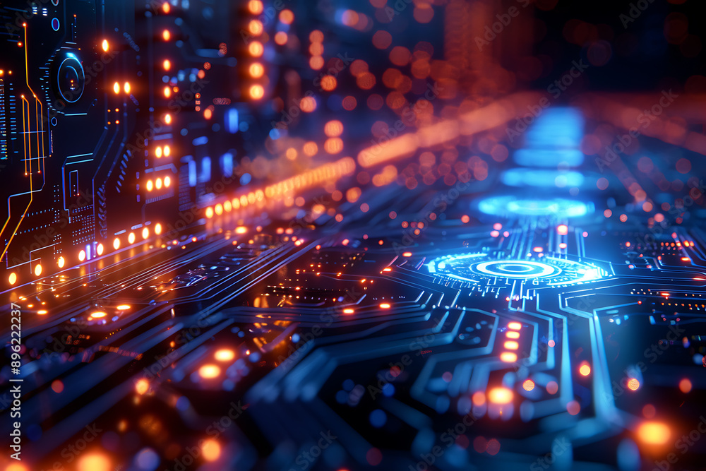 A binary background with dark blue and touches of neon highlights creating a technological and futuristic aesthetic A binary background with dark blue and touches of neon highlights creating a technological and futuristic aesthetic