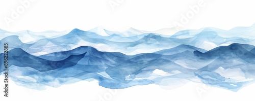 Abstract watercolor painting of blue ocean waves © cac_tus