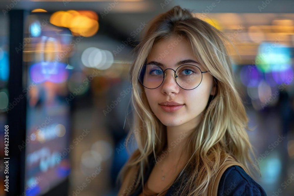 beautiful woman with stylish eyeglasses and a well-groomed beard man using AI technology on holographic screens to book hotels online. beautiful woman with stylish eyeglasses and a well-groomed beard man using AI technology on holographic screens to book hotels online.