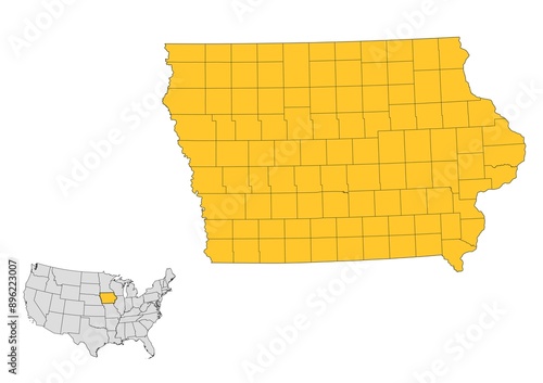 Obraz na płótnie Iowa County Map w salonie