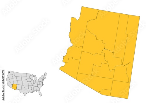 Obraz na płótnie Arizona County Map w salonie