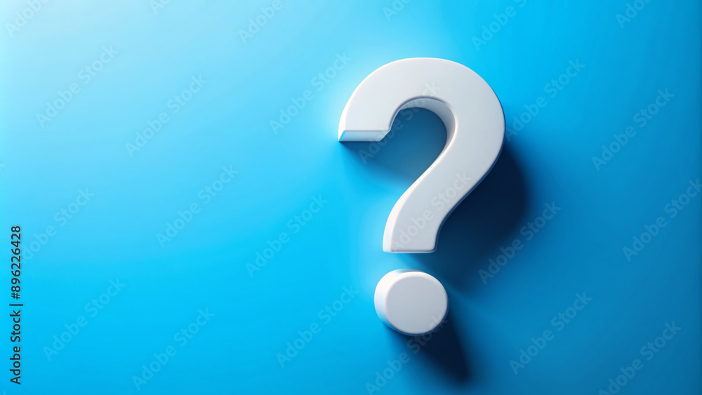 White question mark symbol isolated on a bright blue background, commonly used to represent uncertainty or inquiry, perfect for FAQ and information sections. White question mark symbol isolated on a bright blue background, commonly used to represent uncertainty or inquiry, perfect for FAQ and information sections.