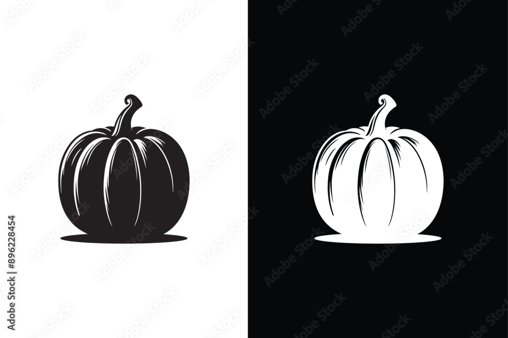 Pumpkin icon silhouette. Pumpkin Icon on Black and White Backgrounds Pumpkin icon silhouette. Pumpkin Icon on Black and White Backgrounds