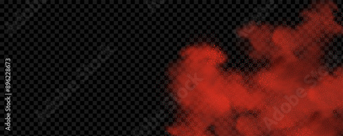 Spicy burst powder. Splashes of red pepper explosion. Overlay effect of chili or paprika spice splatters. Vector realistic illustration of hot, dried spices