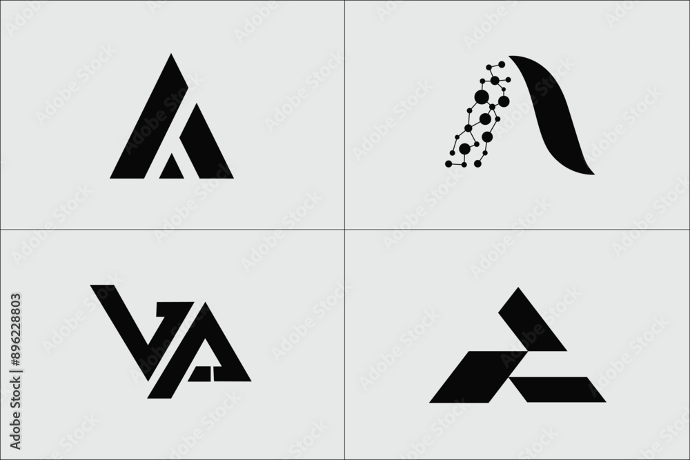 Set of abstract letter A logo design template. icon for technology, internet, digital. Set of abstract letter A logo design template. icon for technology, internet, digital.
