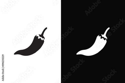 Chili icon silhouette symbol. Hot natural chili pepper symbol. Spicy and hot. Vector illustration