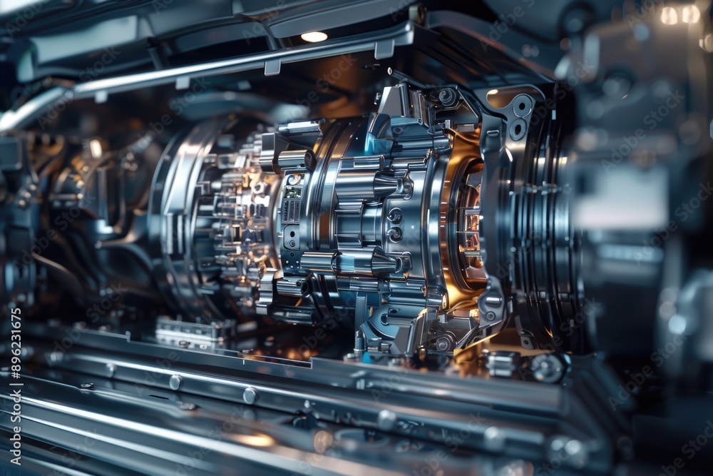 Fototapeta premium Close-up shot of a machine at work, possibly in an industrial setting