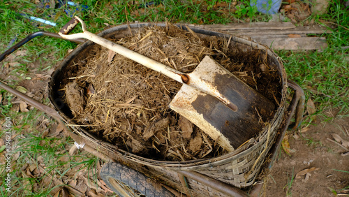 Wallpaper Mural A wheelbarrow filled with compost and a shovel, ideal for gardening and landscaping projects. Torontodigital.ca