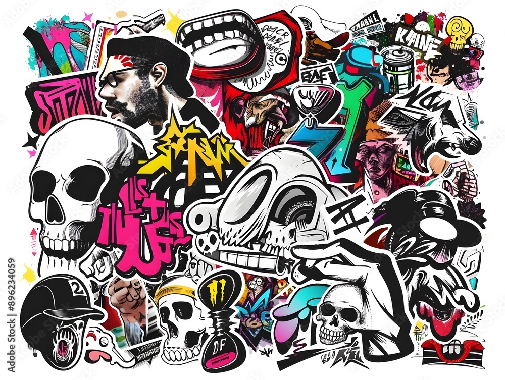 Obraz premium Stylish Streetwear Graffiti Sticker Design for Fashionable Apparel and Merchandise