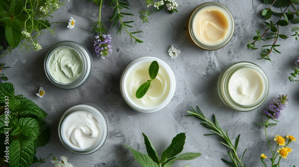 Herbal skincare products, such as creams and lotions Herbal skincare products, such as creams and lotions