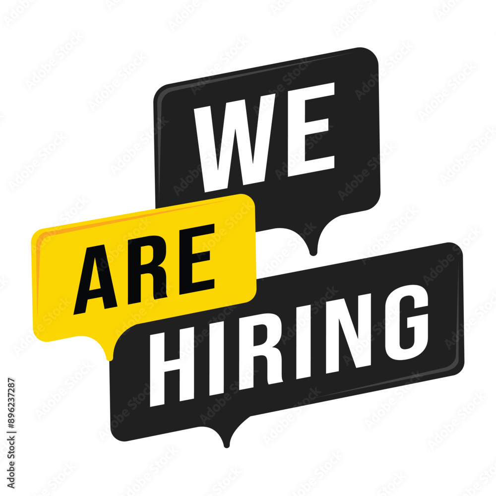 Obraz premium We are hiring announcement yellow and grey