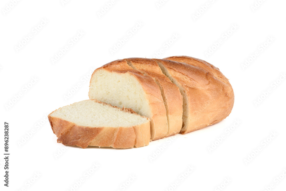 Fresh bread sliced on a white background. Fresh bread sliced on a white background.