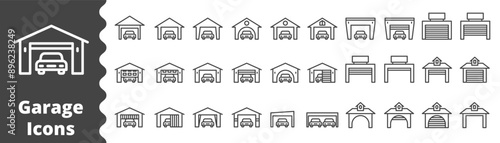 garage icon line vector illustration