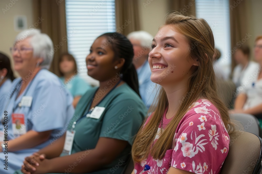Student nurses in a geriatrics care class, education Student nurses in a geriatrics care class, education
