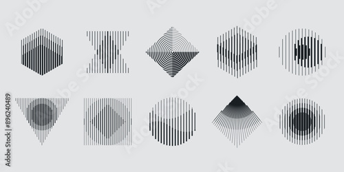 Vector abstract shapes collection made with minimalist geometric forms and graphics elements for poster, cover, art, presentation, prints, fabric, wallpaper and etc.