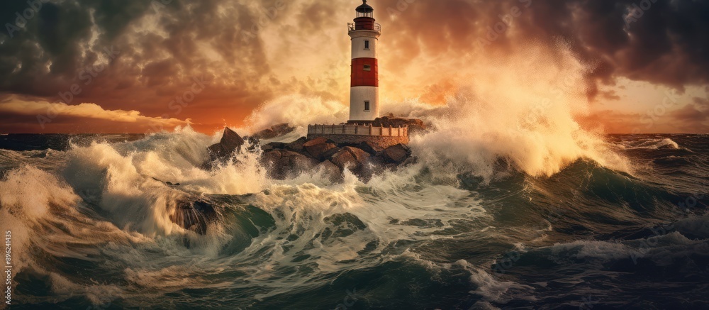 the lighthouse and the fierce waves of the tsunami the lighthouse and the fierce waves of the tsunami