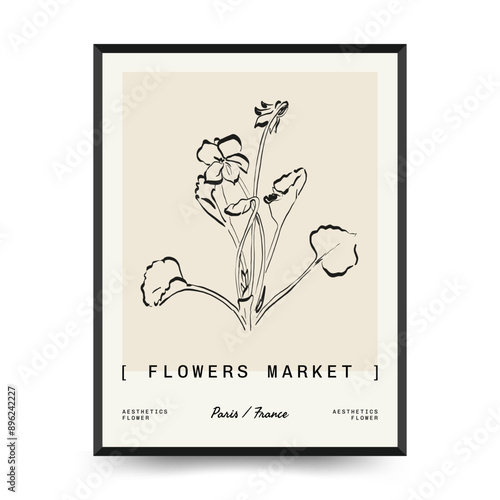 Abstract floral posters template. Modern trendy minimal style. Hand drawn design for wallpaper, wall decor, print, postcard, cover, template, banner. 