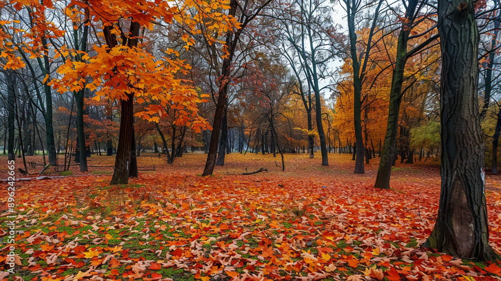 autumn trees in the park generated by AI technology autumn trees in the park generated by AI technology