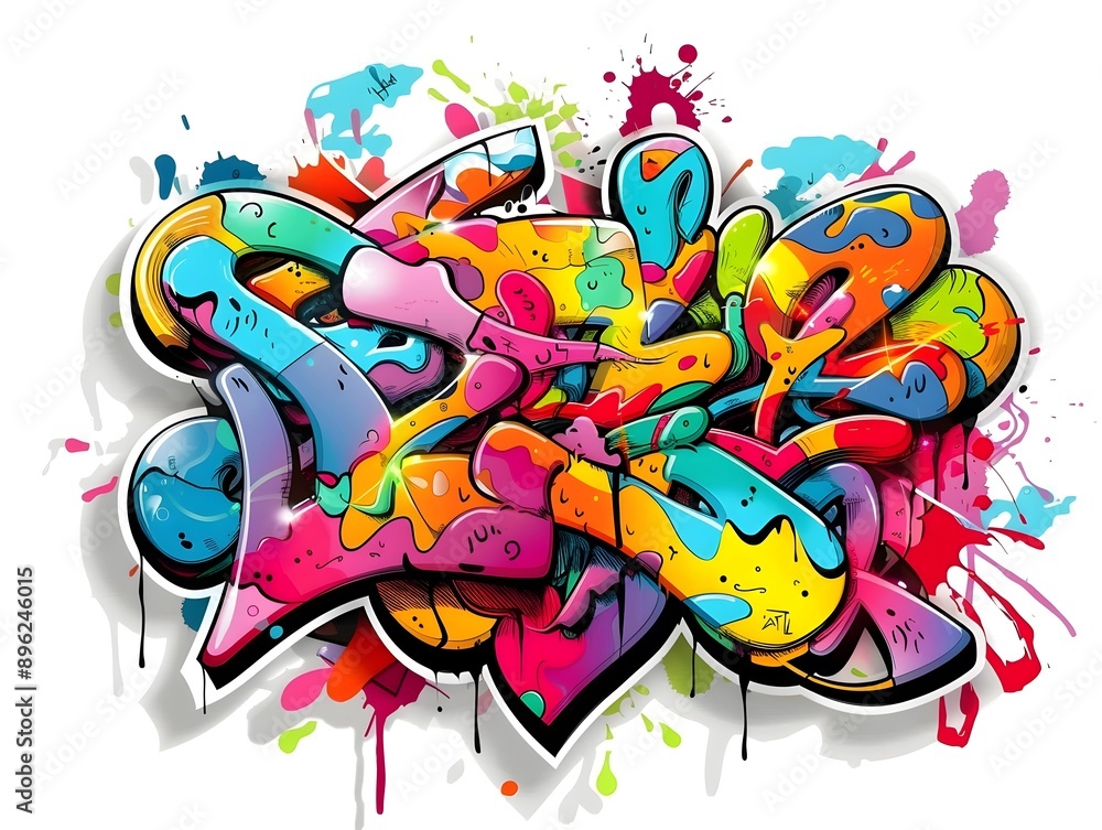Vibrant Graffiti Inspired Sticker Design with Colorful Abstract Patterns and Shapes Vibrant Graffiti Inspired Sticker Design with Colorful Abstract Patterns and Shapes