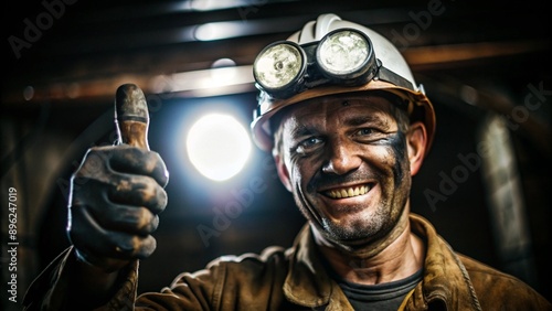 A smiling working man, miner