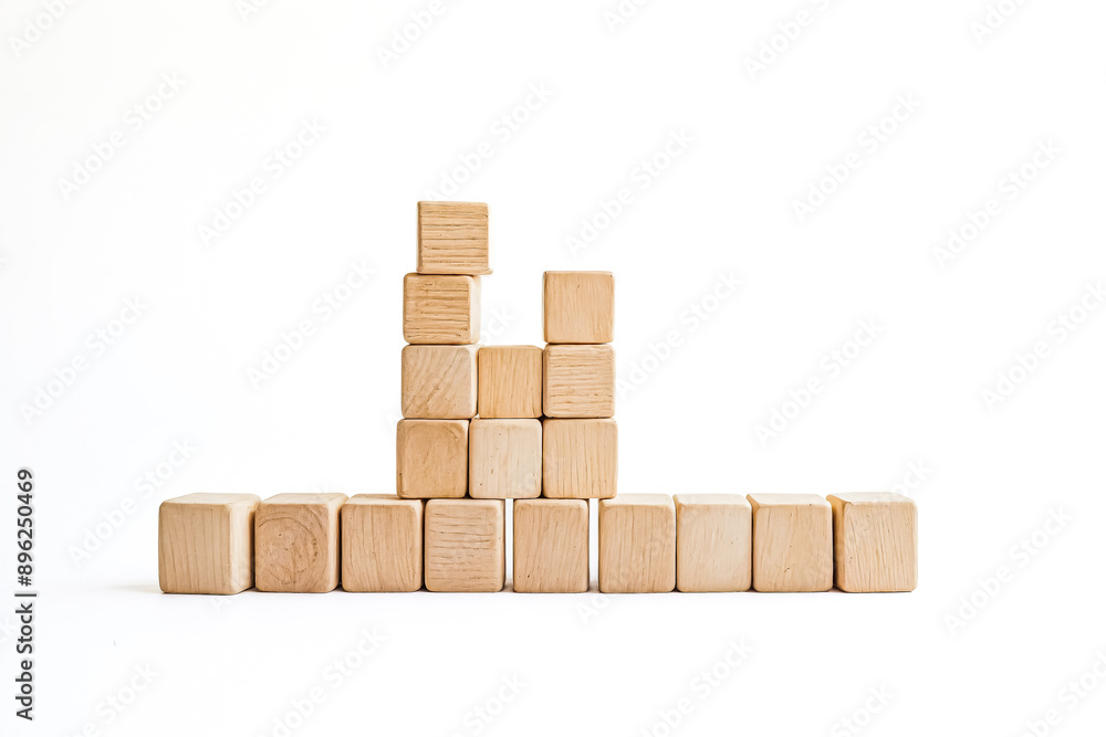 Wooden Blocks Stacked in a Tower Formation Wooden Blocks Stacked in a Tower Formation