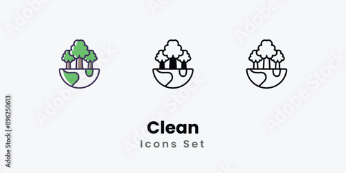 Clean Icons thin line and glyph vector icon stock illustration 