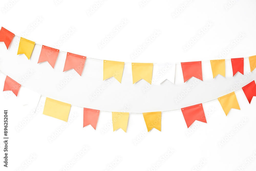 Obraz premium Yellow, Red and White Party Flags on a White Background