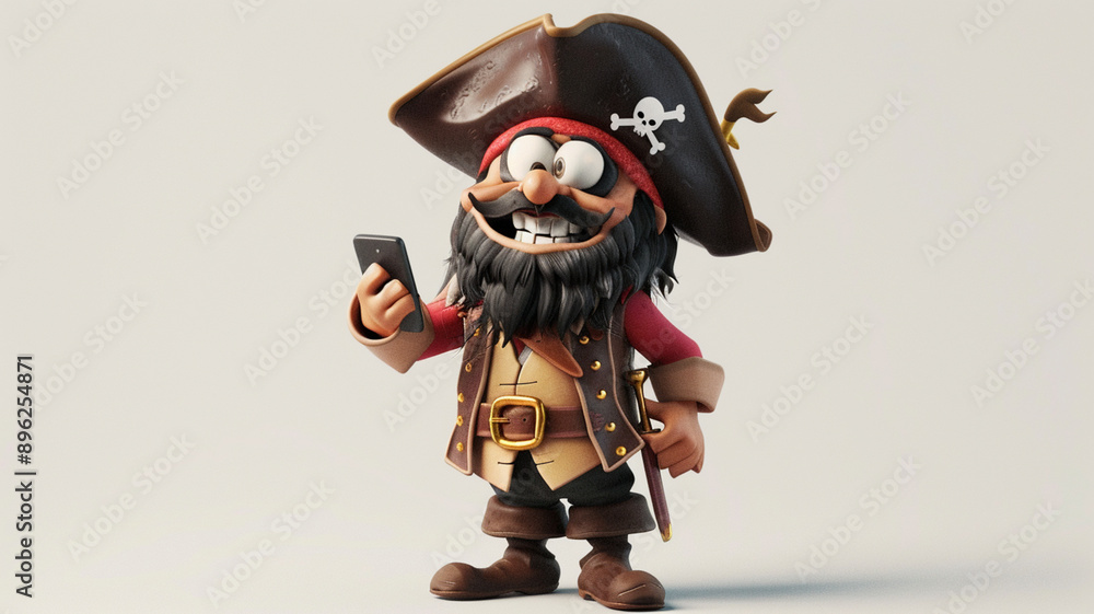 Naklejka premium Cartoonish pirate isolated on white background