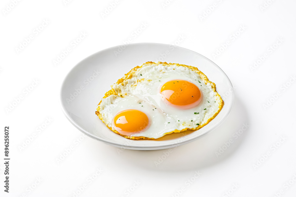 Two Fried Eggs on a White Plate Two Fried Eggs on a White Plate