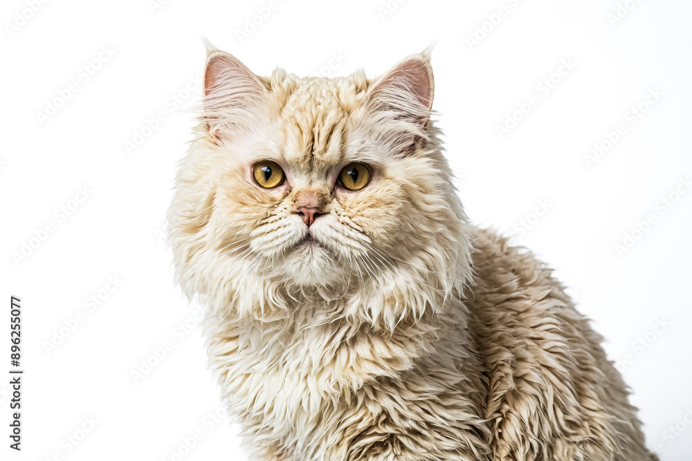 Fototapeta premium Portrait of a fluffy cat looking at the camera