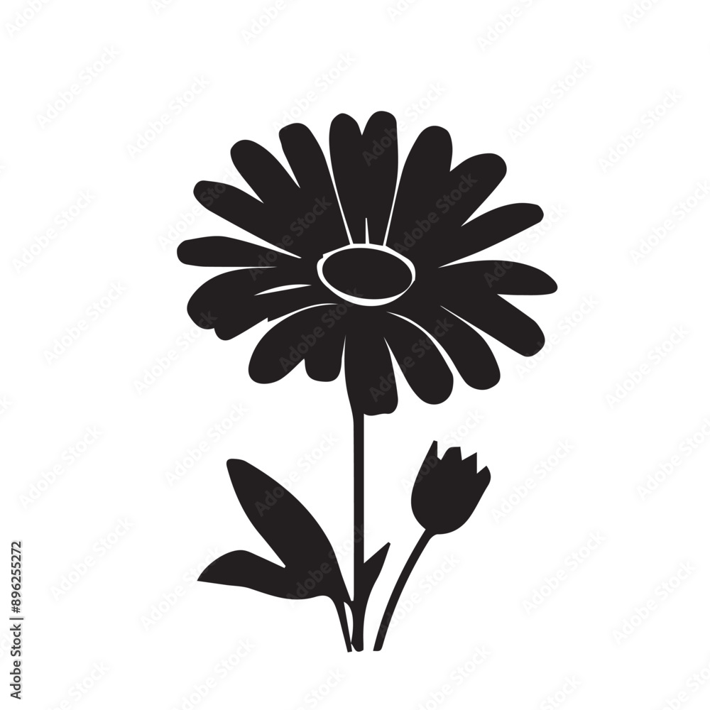 Daisy black Flower icon. Decorative daisy silhouettes. Vector illustration rose isolated on white background. Daisy black Flower icon. Decorative daisy silhouettes. Vector illustration rose isolated on white background.