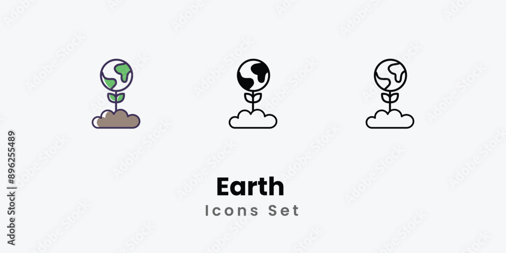 Earth Icons thin line and glyph vector icon stock illustration Earth Icons thin line and glyph vector icon stock illustration