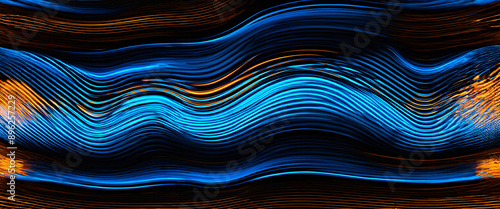 Abstract wavy background with mixing color pallete of blue and orange