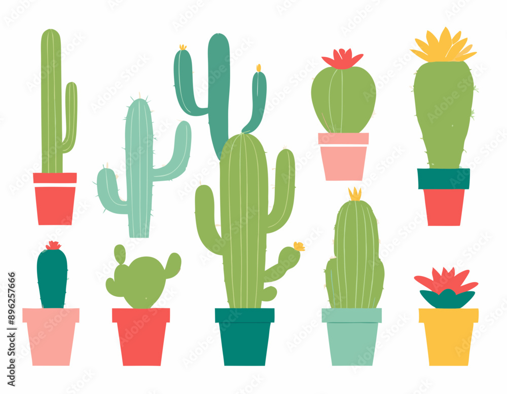 Cactus collections set in flat style Cactus collections set in flat style